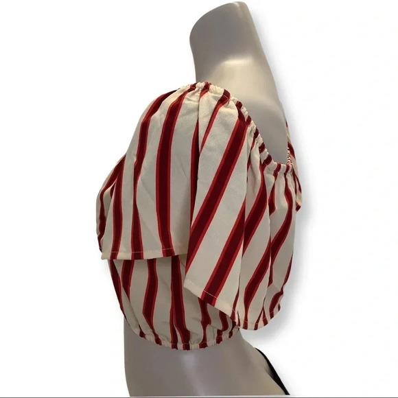 Amuse Society off the shoulder striped top - Picture 2 of 4